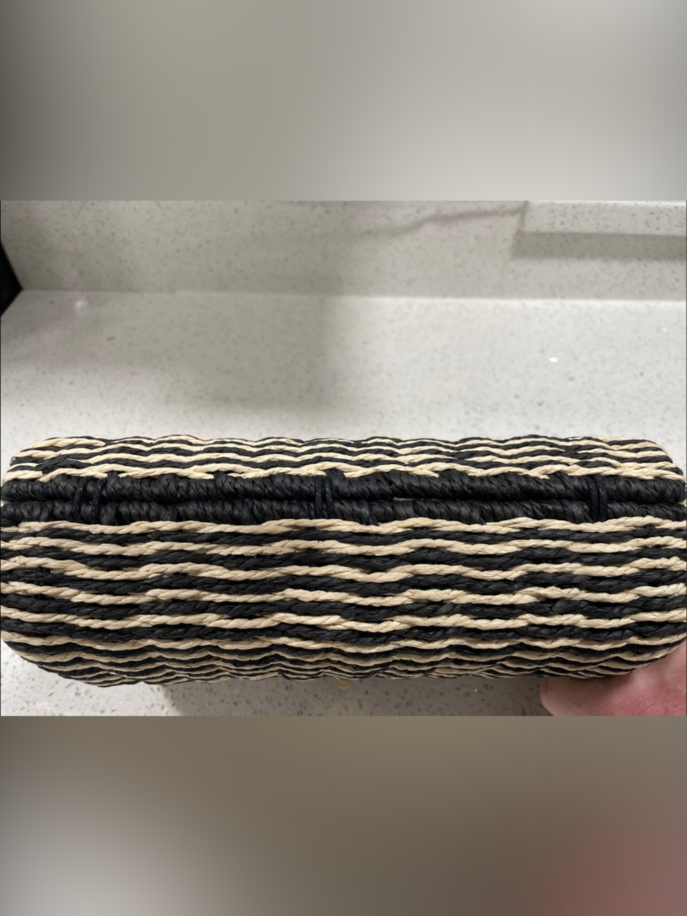 Ann Taylor Black and Natural Woven in Straw Clutch with Gold Turn-Lock - Picture 3 of 7